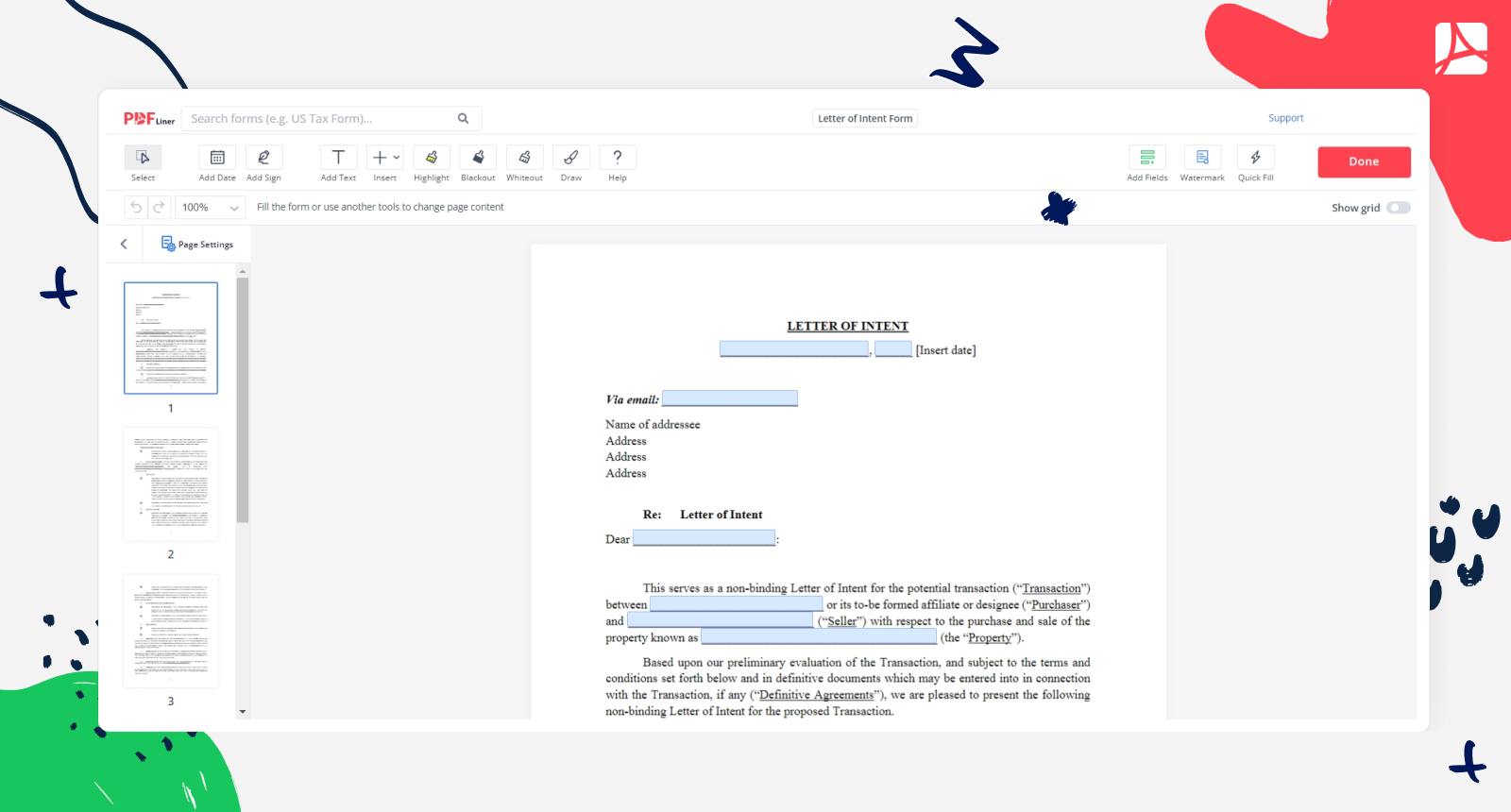 letter of intent PDF screenshot