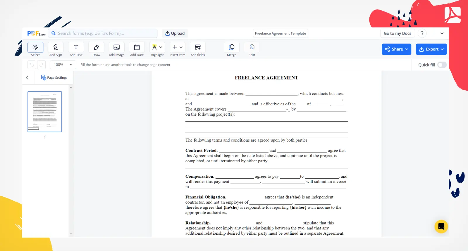 Freelance Agreement Template Screenshot