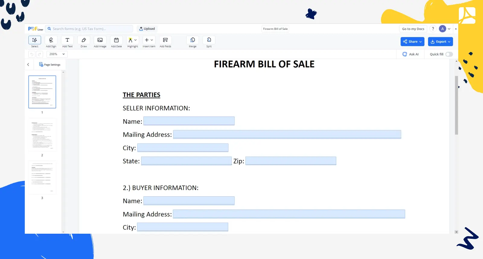 firearm bill of sale screenshot