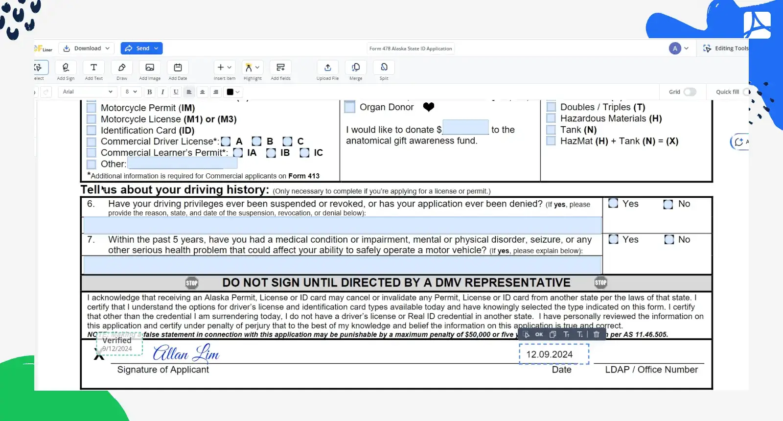 Form 478 Alaska screenshot