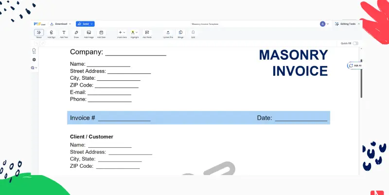 Masonry Invoice Template