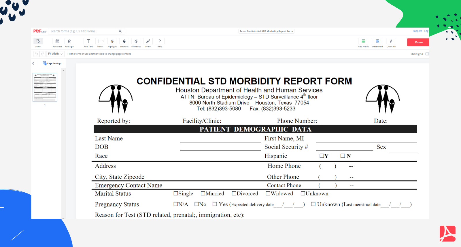 Confidential STD Morbidity Report on PDFLiner
