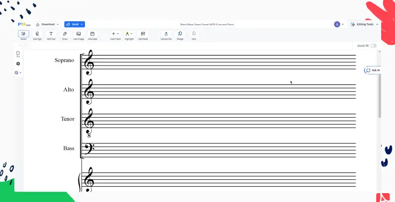 Blank Sheet Music 10 Staves With Treble Clef