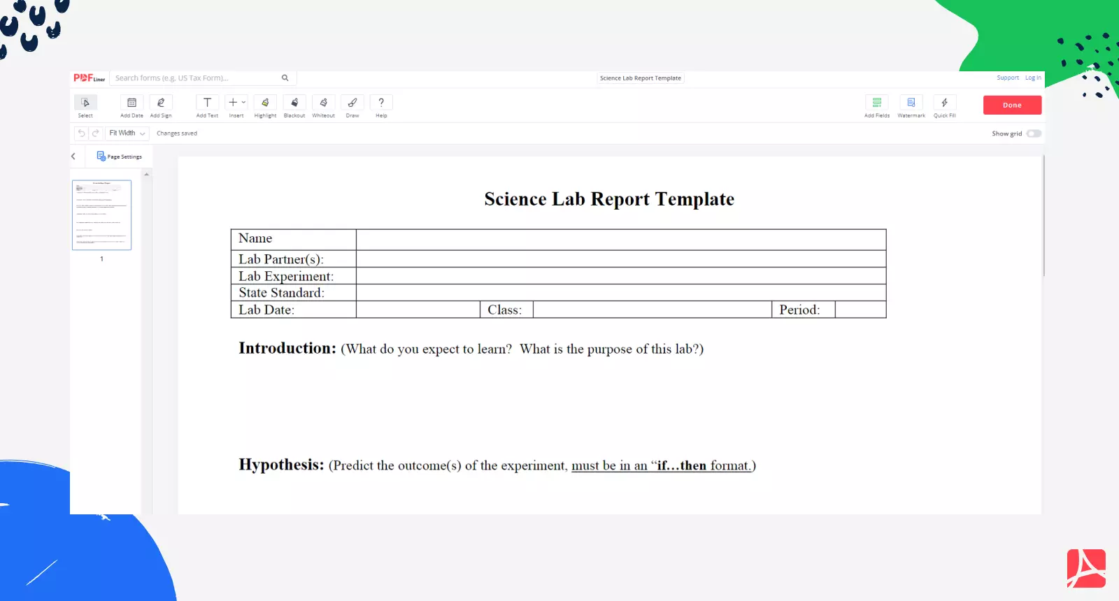 Science Lab Report on PDFLiner