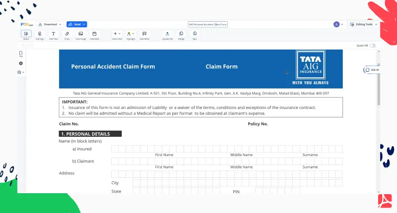 aig-personal-accident-claim-form screenshot