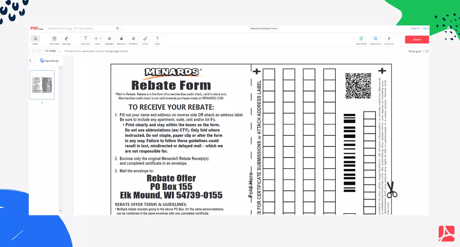 Menards Rebates Form Edit And Sign Form PDFLiner