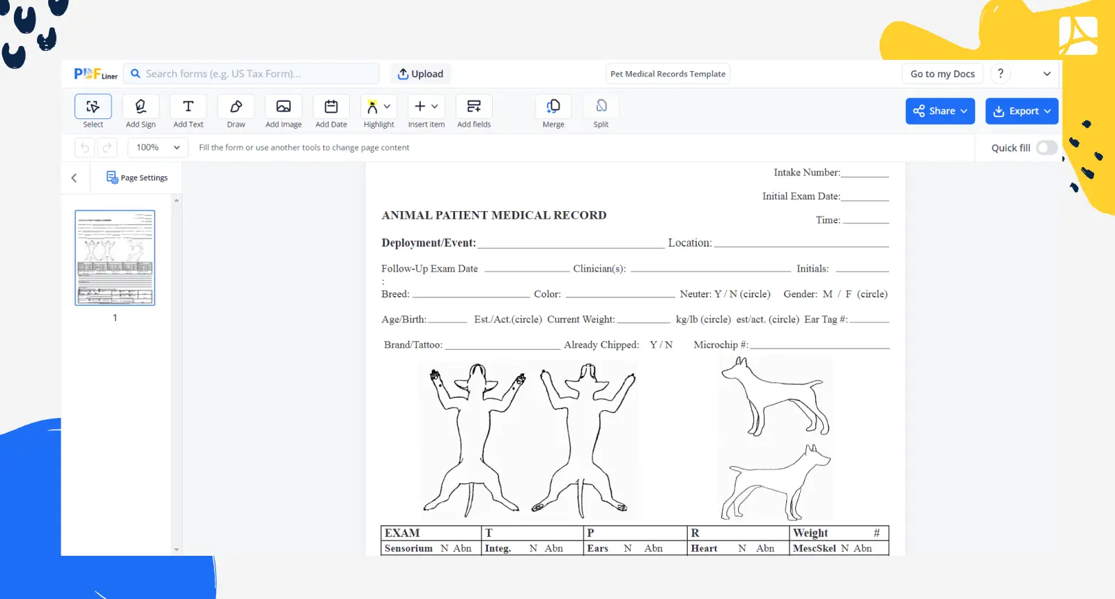 Pet Medical Records Template Screenshot
