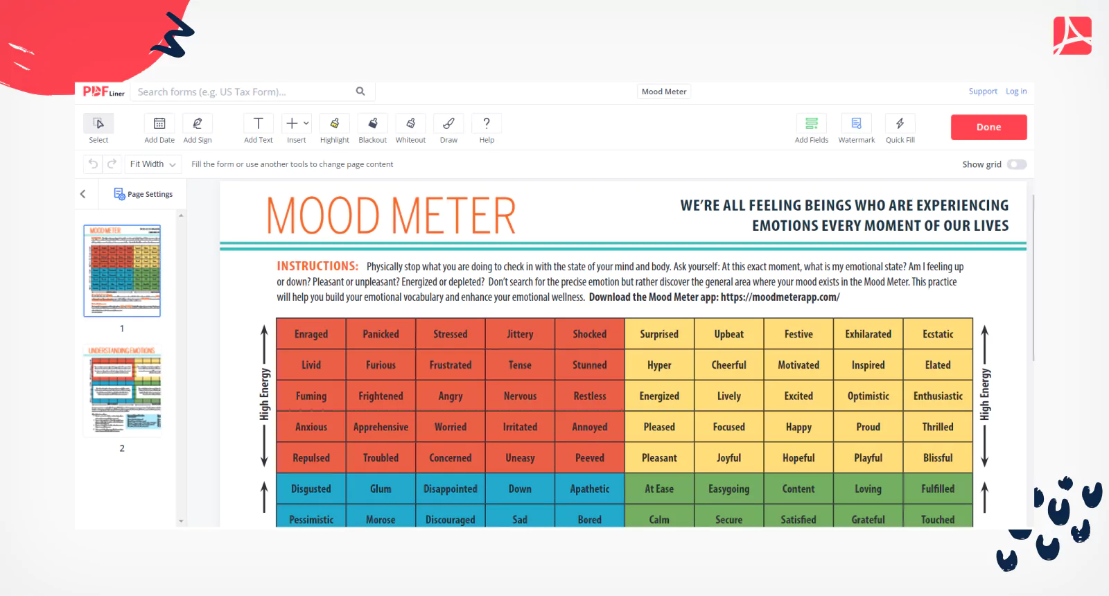 Mood Meter on PDFLiner
