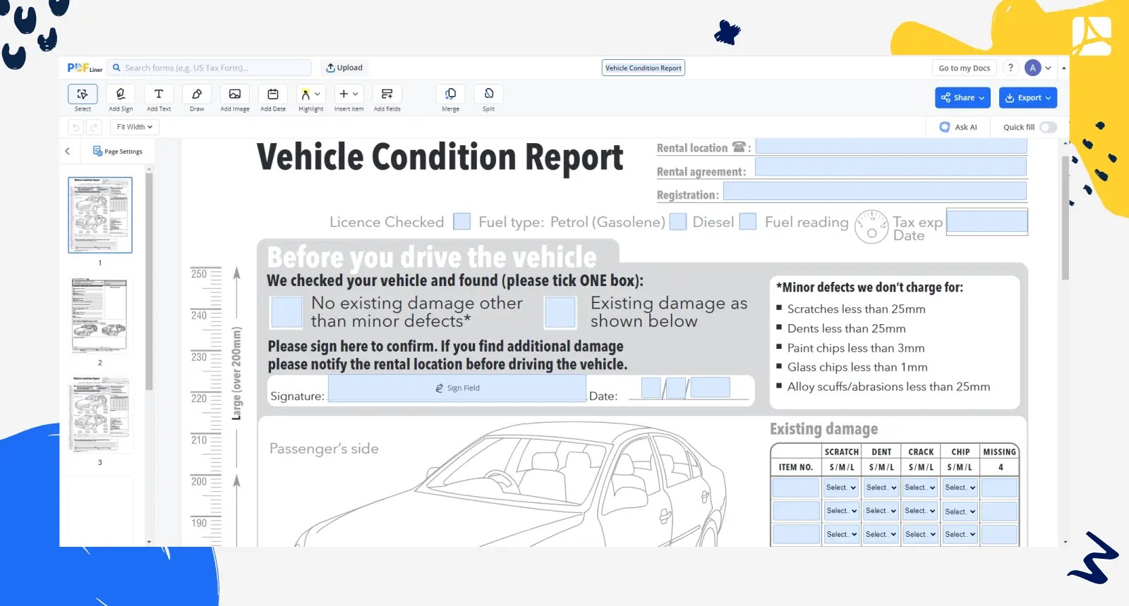 vehicle condition report screenshot