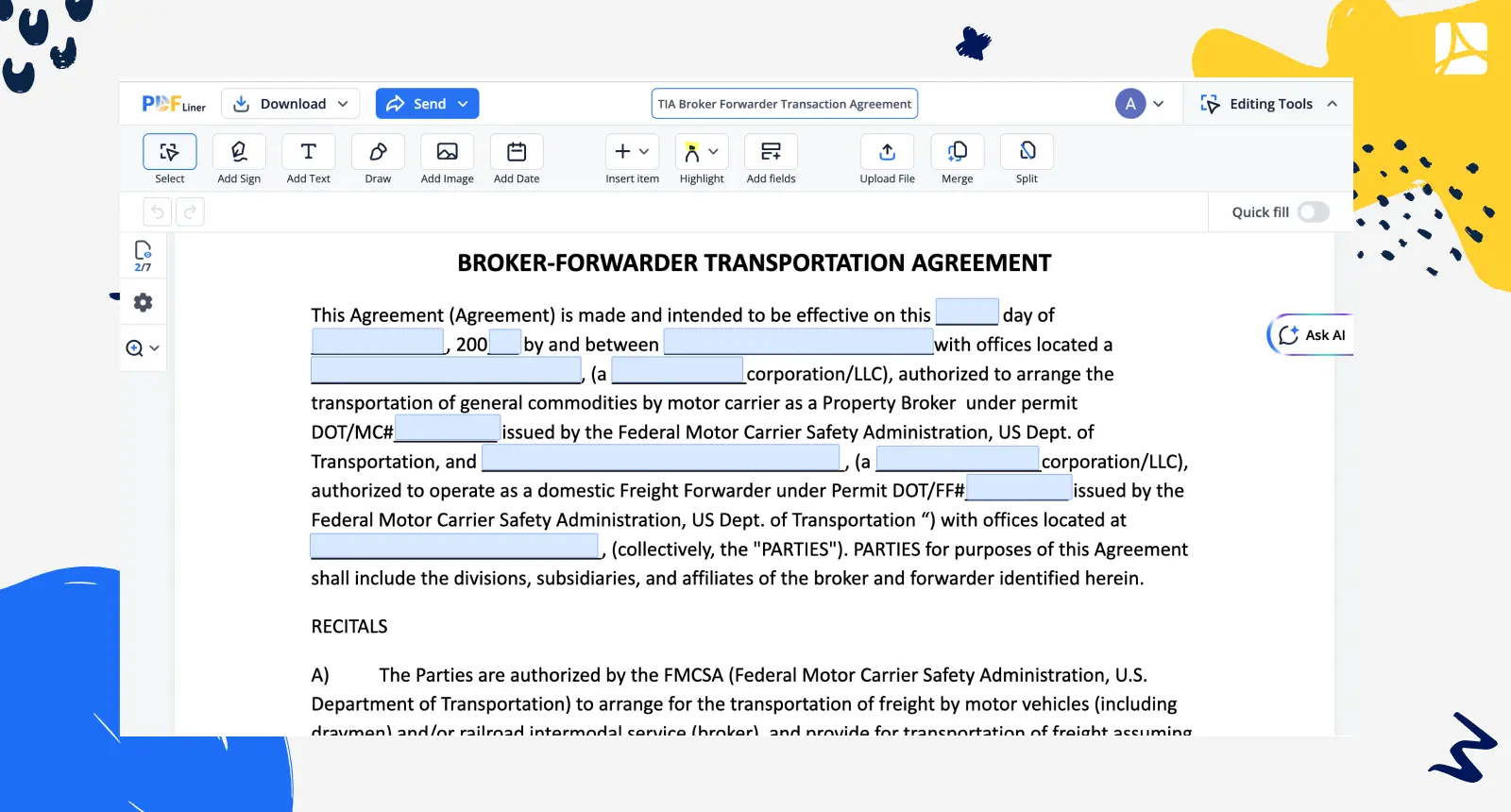  TIA Broker Forwarder Transaction Agreement screenshot