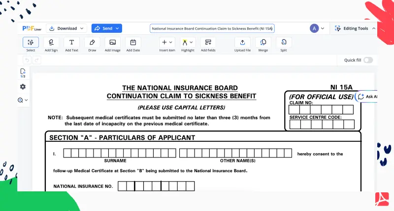 NI 15A Form screenshot