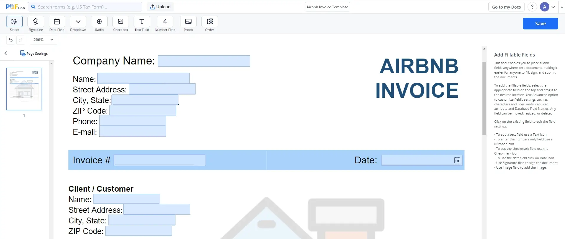 airbnb invoice template screenshot