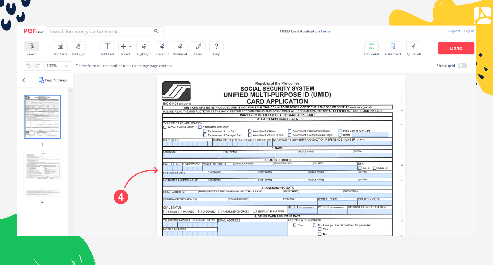 UMID Card Application Form screenshot step 4