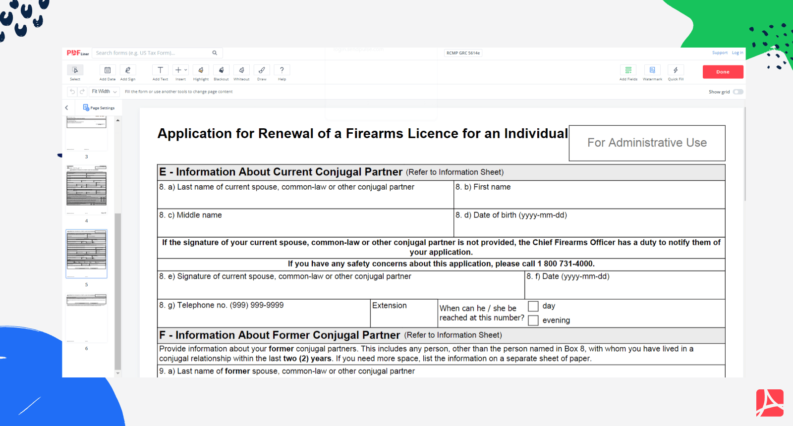 Application for Renewal of a Firearms Licence for an Individual on PDFLiner
