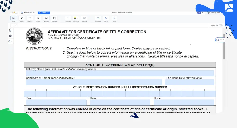 indiana-affidavit-of-correction screenshot