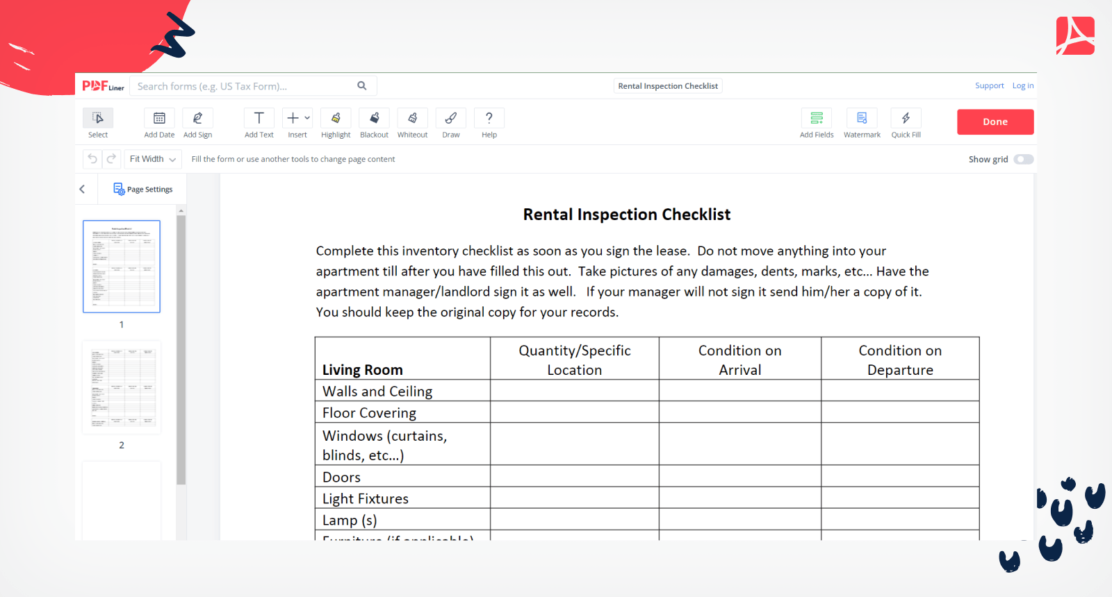 Rental Inspection Checklist on PDFLiner