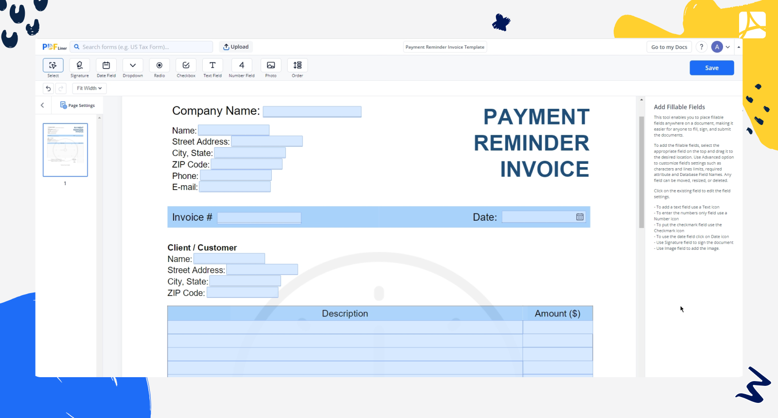 Payment Reminder Invoice Template screenshot