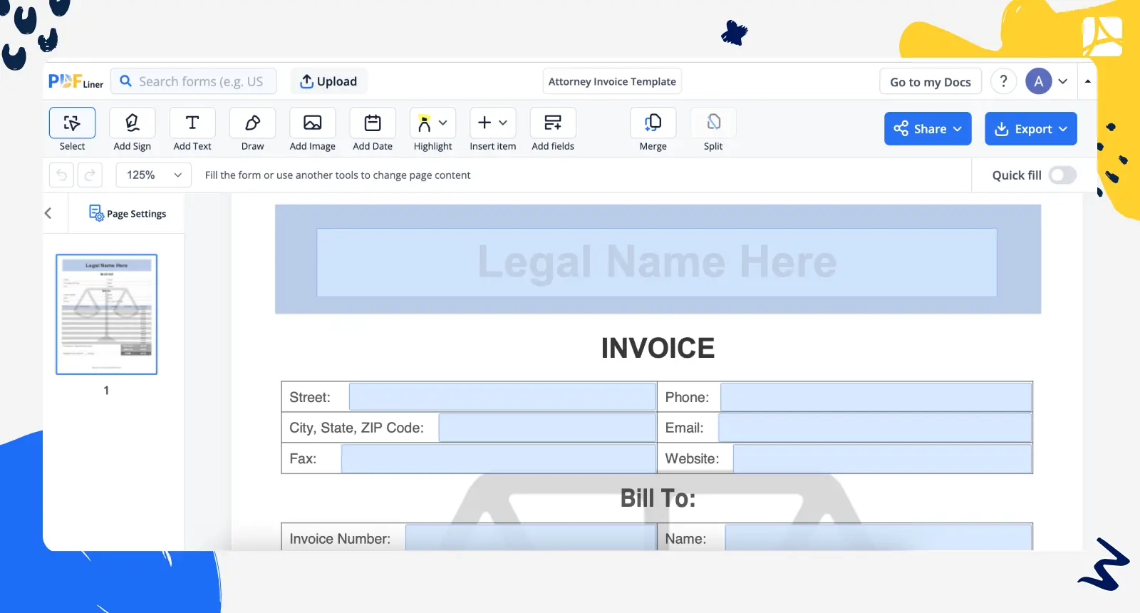 Attorney Invoice Template screenshot