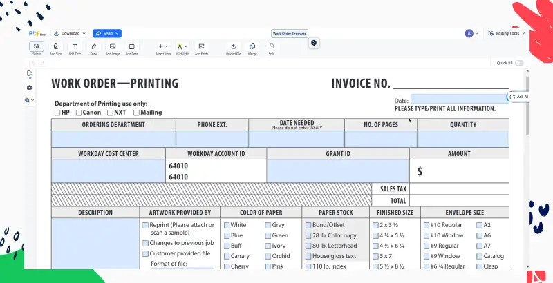 Work Order Template