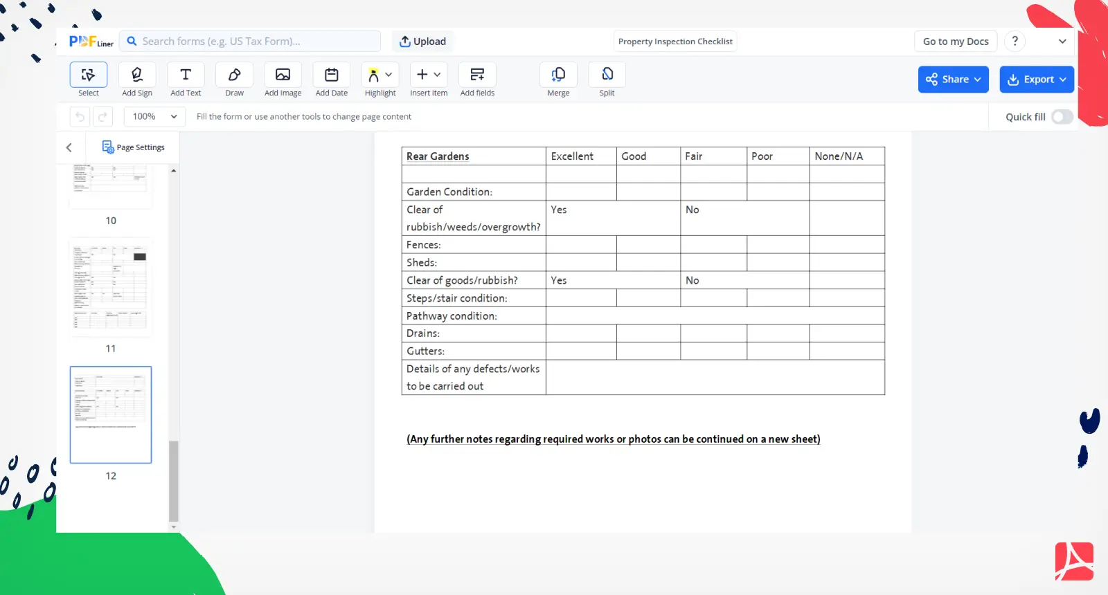 Property Inspection Checklist Screenshot 2