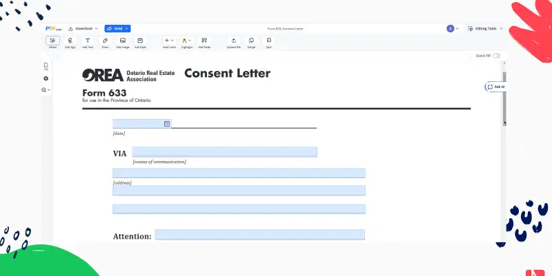 Form 633, Consent Letter