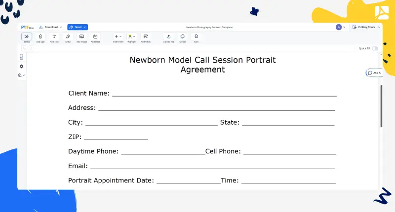 Newborn Photography Contract Template