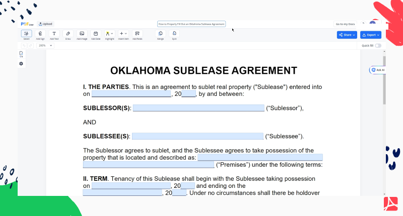 How To Properly Fill Out An Oklahoma Sublease Agreement 4736