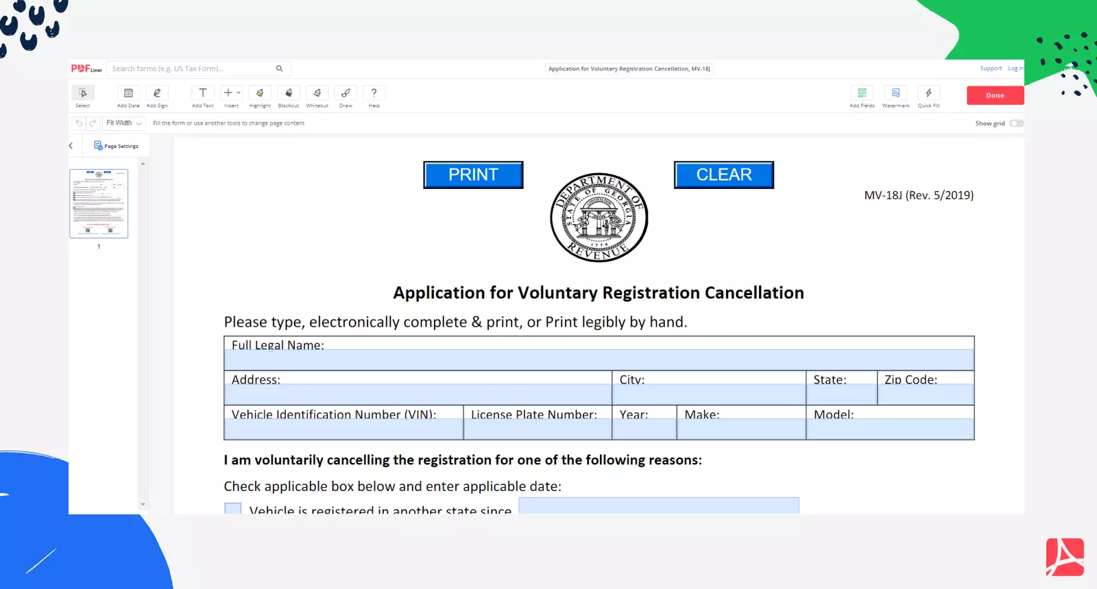 Application for Voluntary Registration on PDFLiner