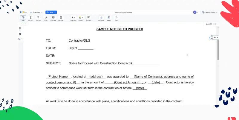 Notice to Proceed Template