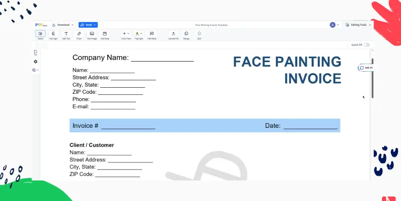 face-painting-invoice-template