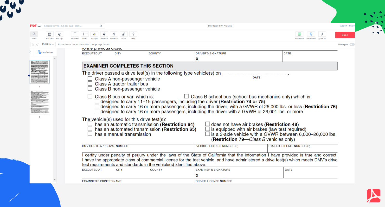 DMV Form Dl 44 on PDFLiner