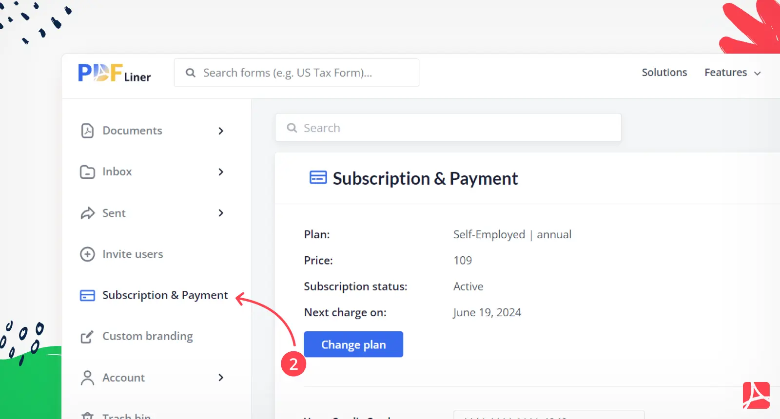 Subscription and payment screenshot