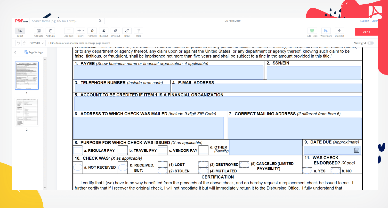 DD Form 2660 on PDFLiner