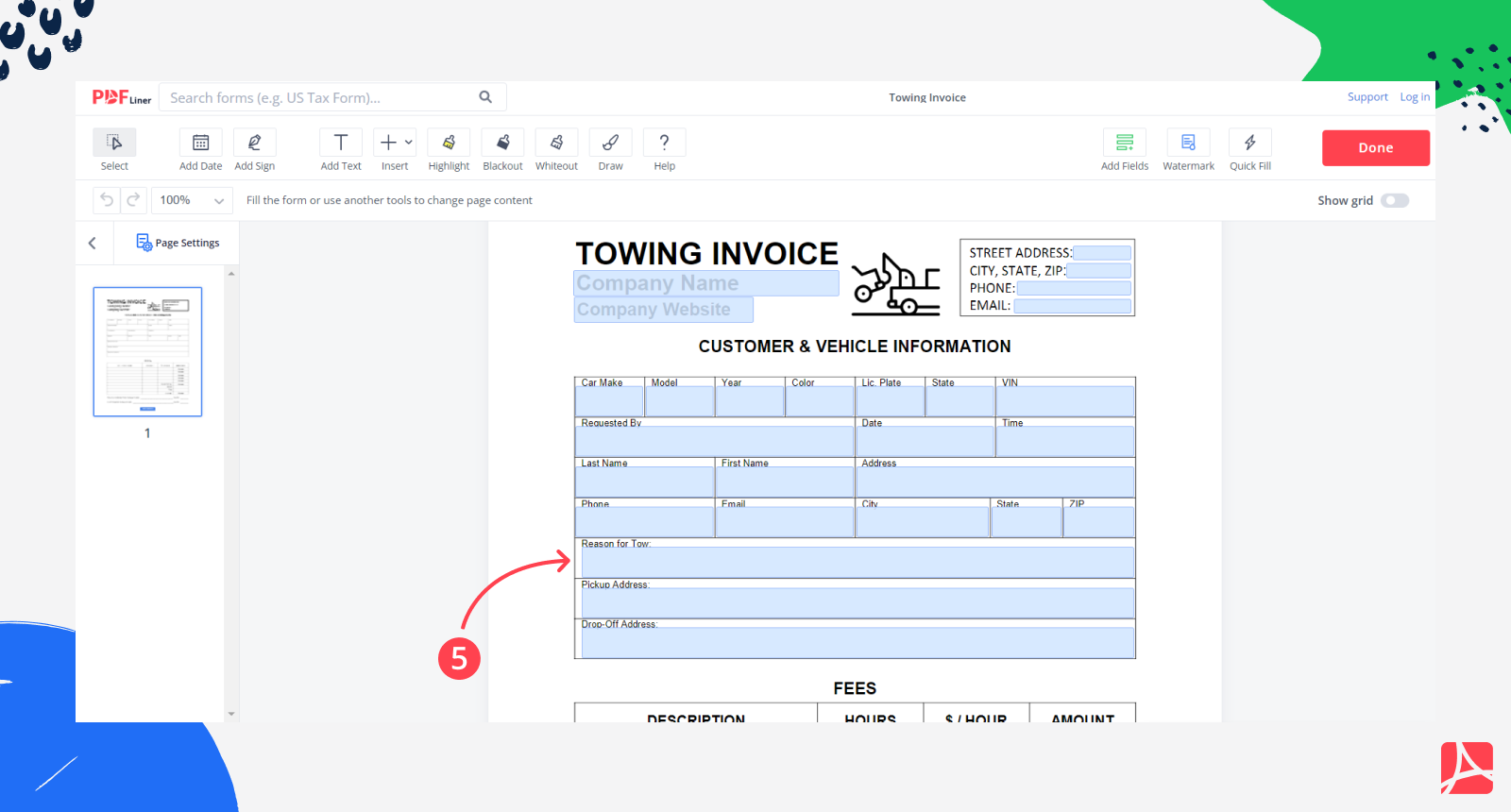 Towing Invoice screenshot step 5