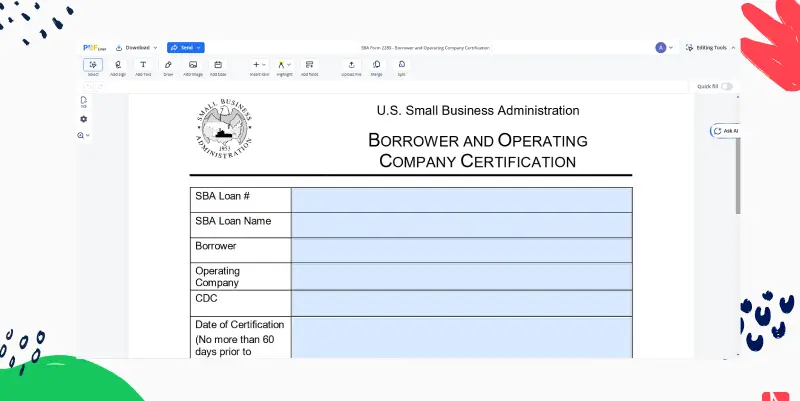 SBA Form 2289 