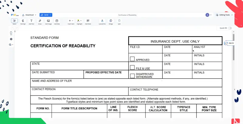 certification of readability