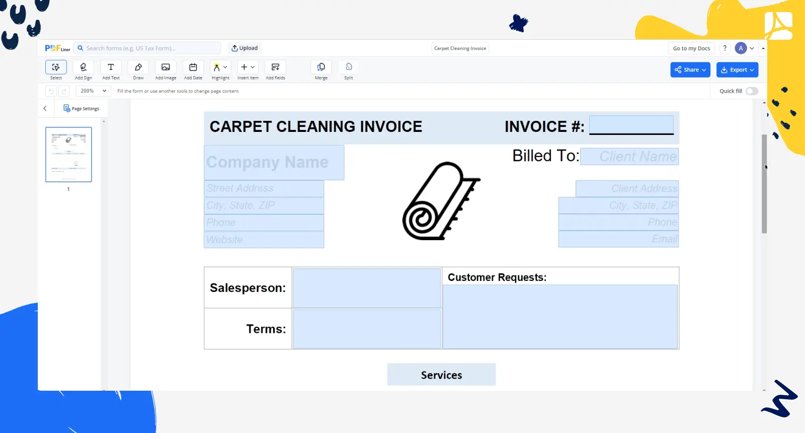 Carpet Cleaning Invoice screenshot