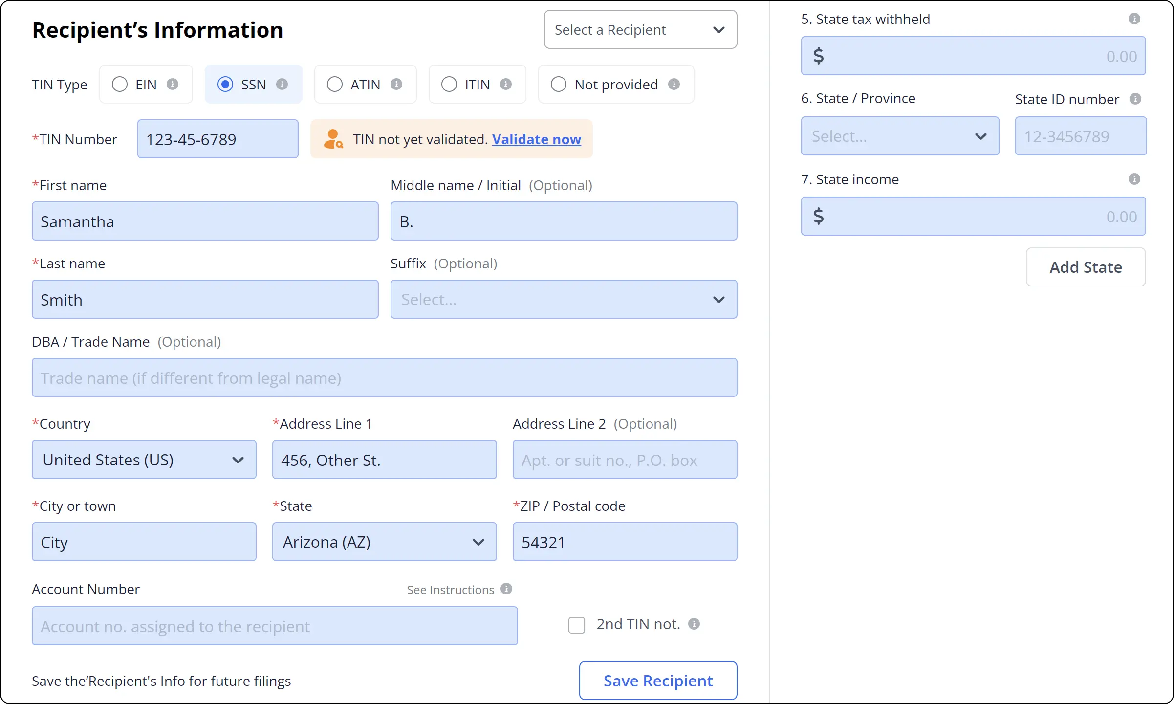 Filling out form 1099-NEC