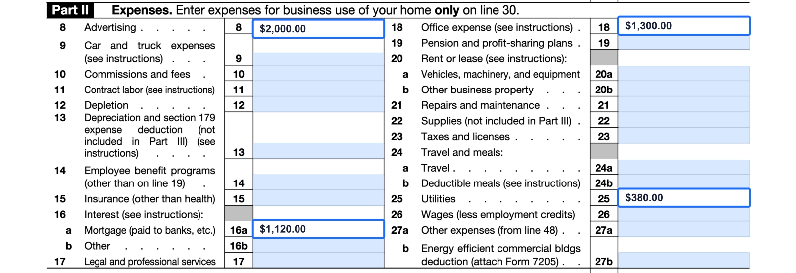 Filling out schedule C form 1040 step 6