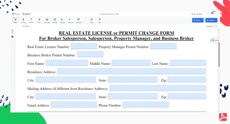 Nevada Real Estate Form 504 PDFLiner screenshot 