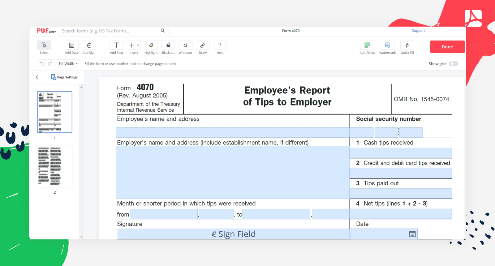 Form 4070 Printable PDF Template fill out online PDFliner Form 4070 Printable PDF Template fill out online PDFliner