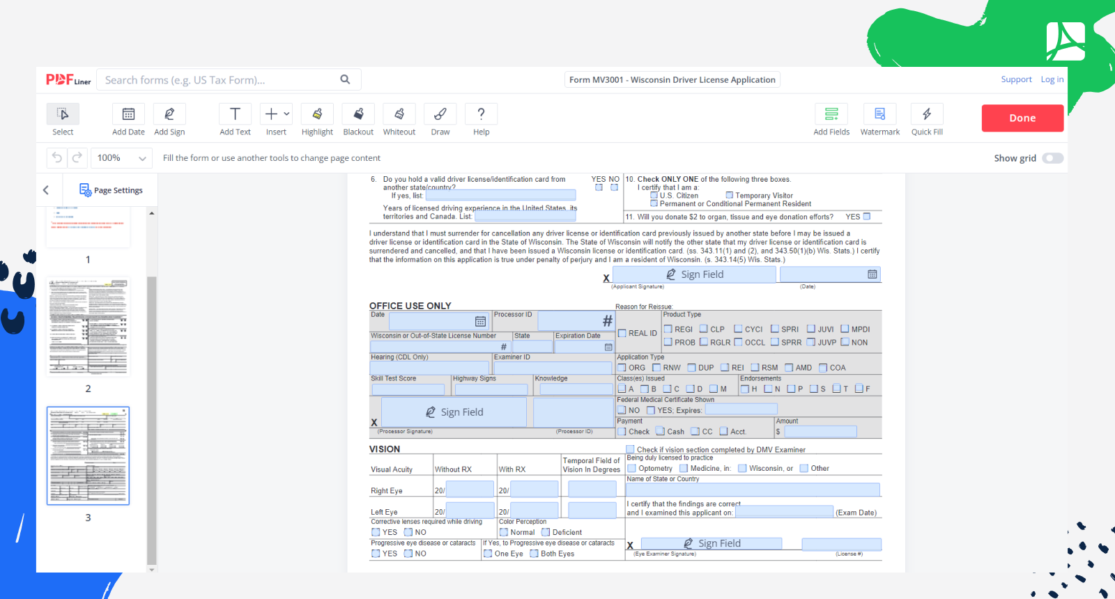 Form MV3001 Screenshot 2