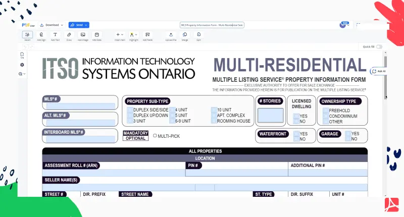 MLS Property Information Form - Multi-Residential screenshot