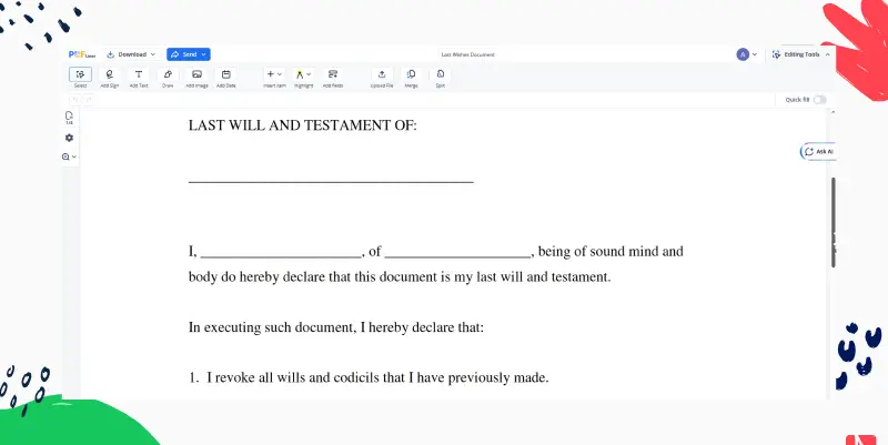 Last Wishes Document