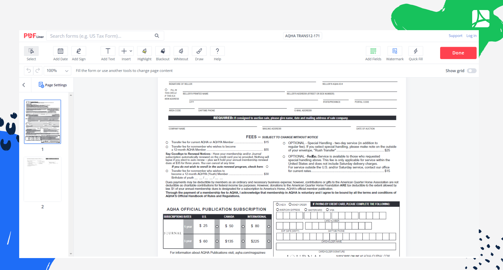 AQHA TRANS12-171 Form Screenshot 2