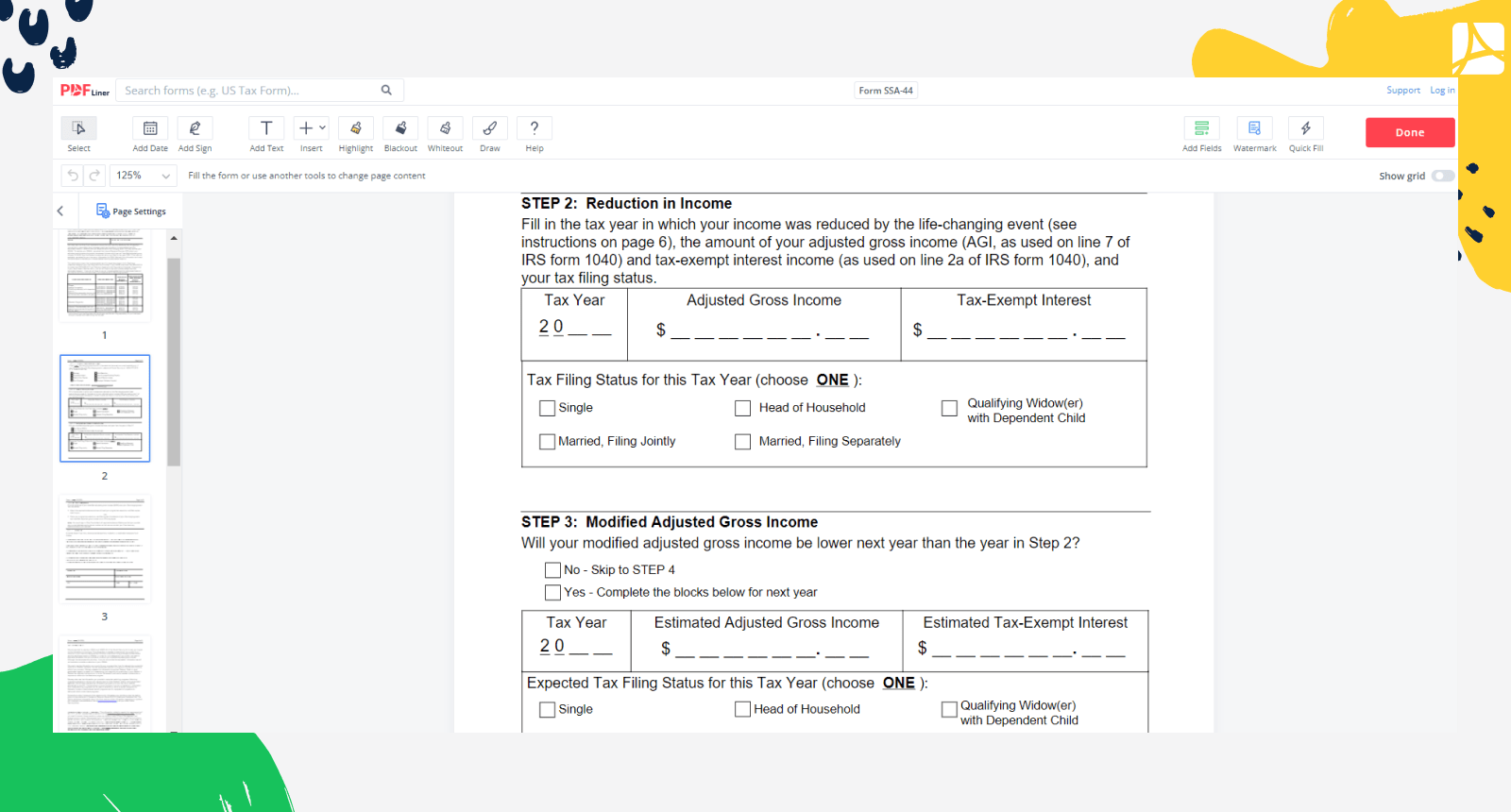 Fill Form SSA-44 on PDFLiner
