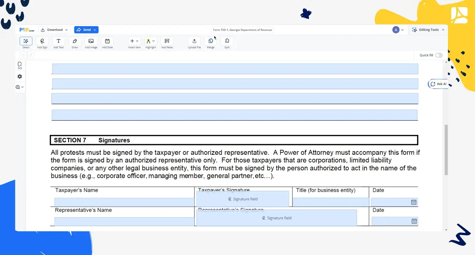 form tsd 1 screenshot PDFliner