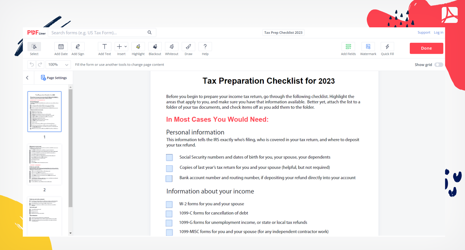 Tax Prep Checklist (2023) Screenshot