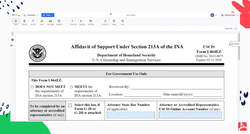 uscis-i-864ez screenshot