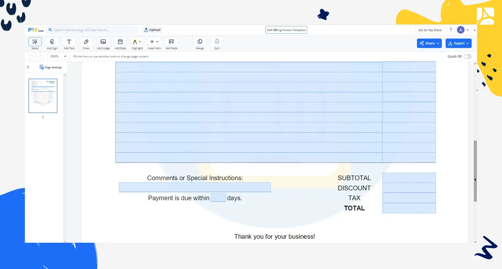 self-billing-invoice-template-sign-form-online-pdfliner